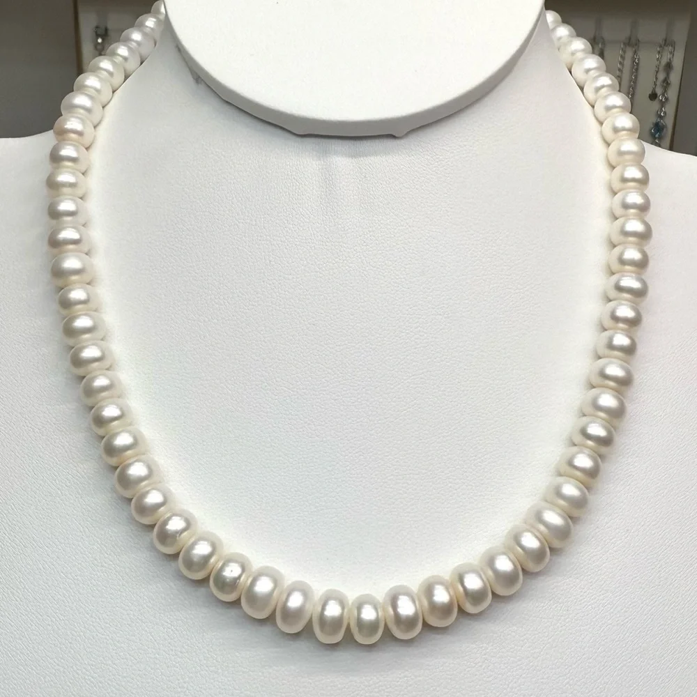NPF74 Handmade Classic White Freshwater Pearl Choker/Double-Layer Bracelet S925 - Picture 4 of 7